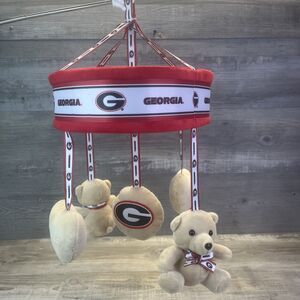 Georgia Bulldog Mascot Baby Mobile Plush Set Teddy Bear Hearts Red Black